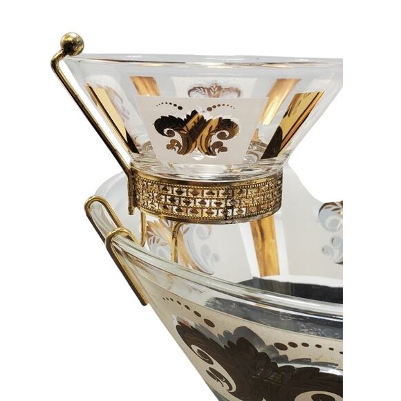 Vintage MCM Anchor Hocking Fleur-de-lis Chips & Dip Bowl Set - Picture 7 of 13